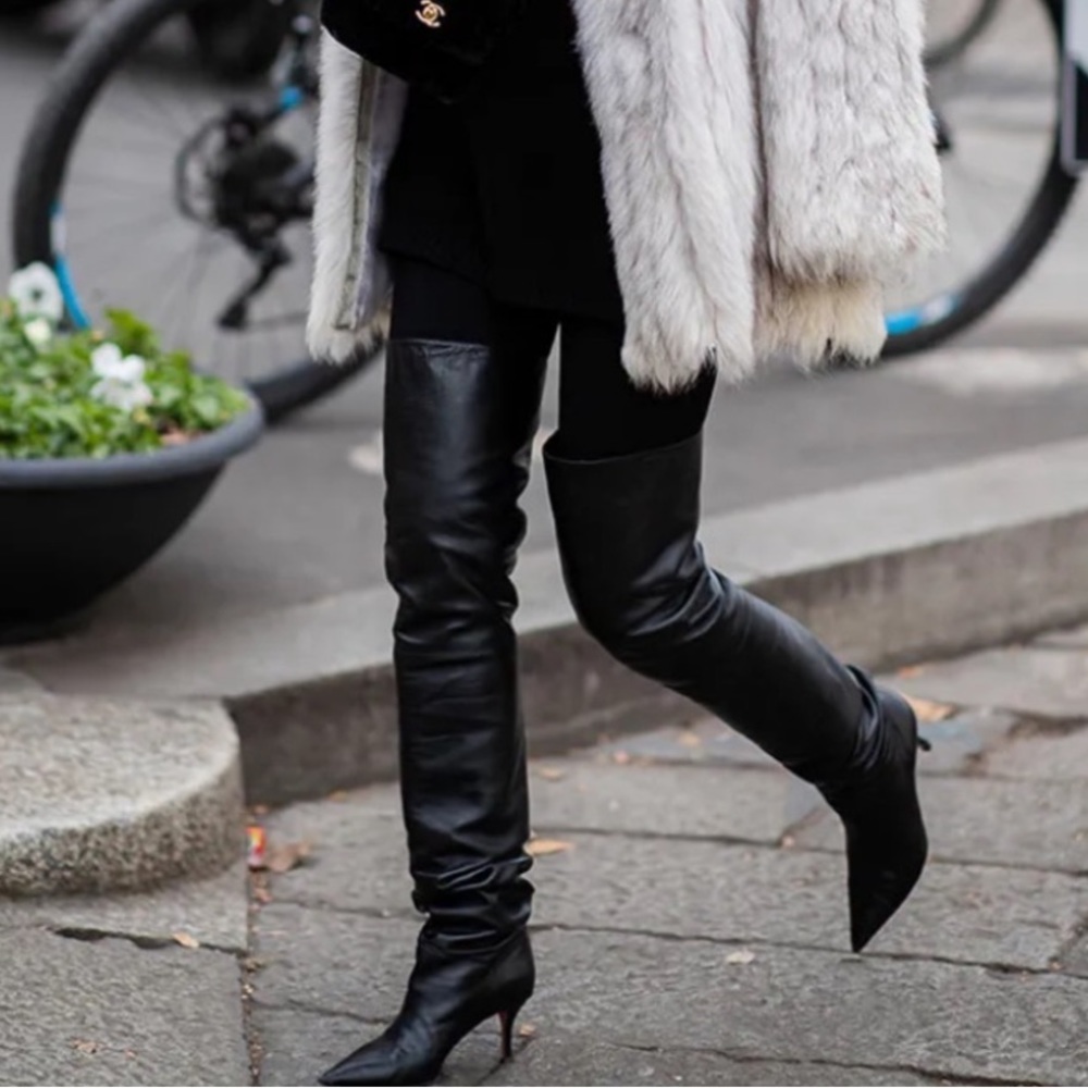Marc Fisher Black Leather OTK Boots